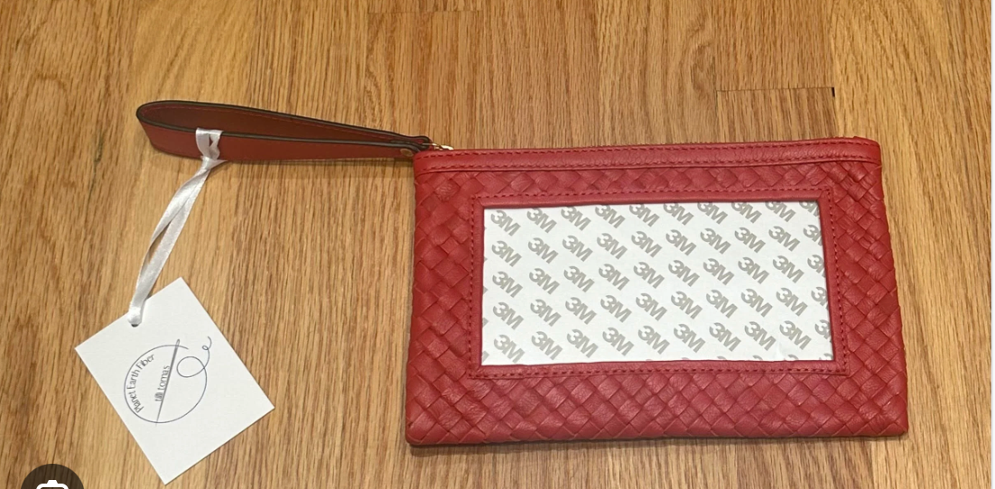 Accessories LAMBSKIN WOVEN POUCH  SELF-FINISHING  -RED  3X6 INSERT