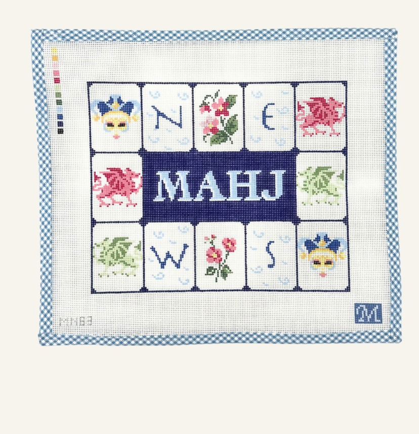 Canvas MAHJ TILE POUCH - NAVY   MN83  11.2X9.1"