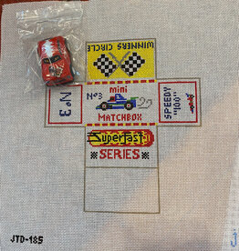 Canvas 3-D MATCHBOX CAR BOX WITH VINTAGE CAR  -  RED CAR