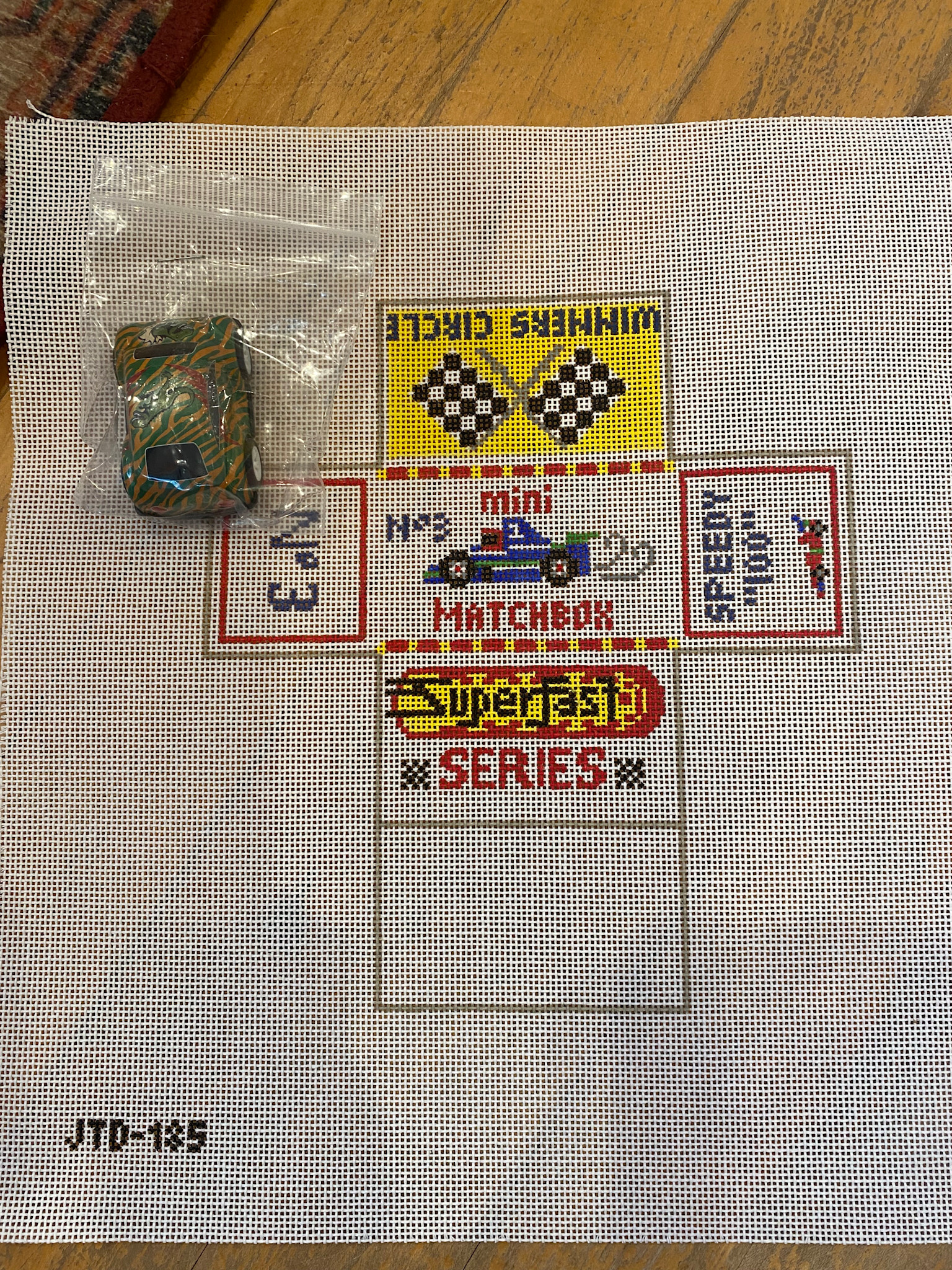 Canvas 3-D MATCHBOX CAR BOX WITH VINTAGE CAR  - GREEN CAR