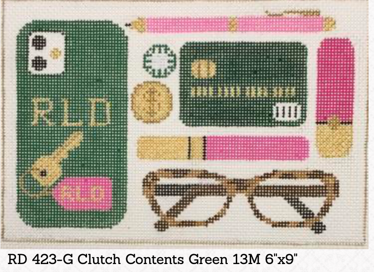 Canvas CLUTCH CONTENTS - GREEN  423G  6X9"