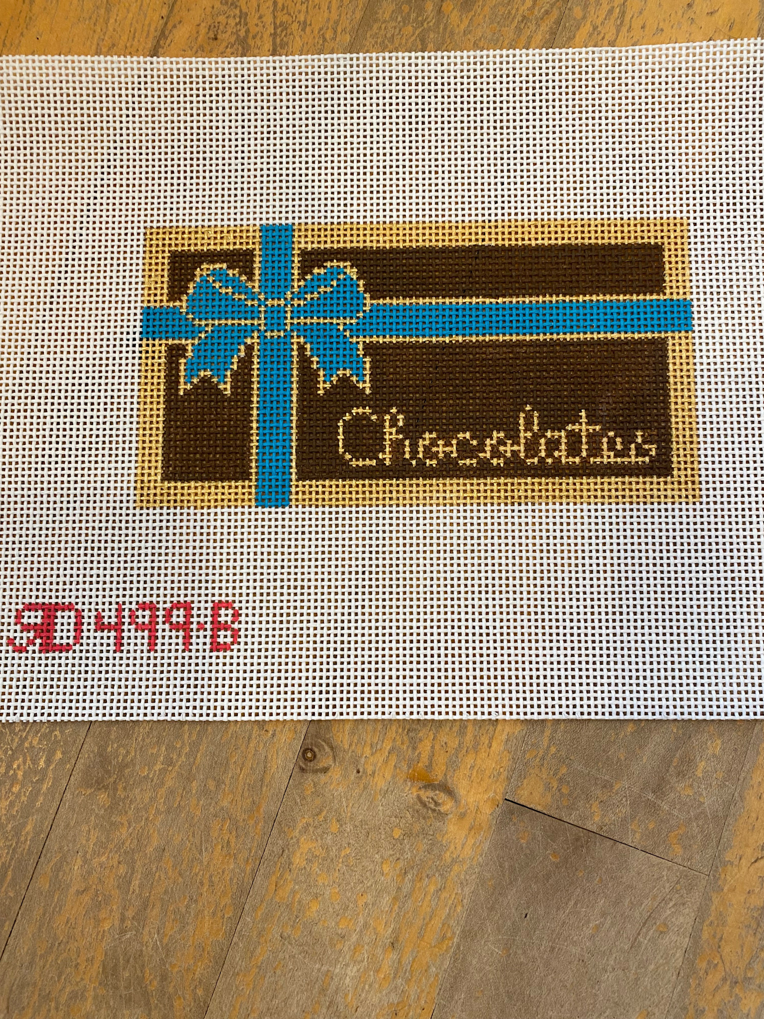 Canvas CHOCOLATE PRESENT - BLUE RIBBON  RD499B   3X6"