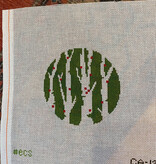 Canvas BIRCH TREES ORNAMENT CA12   4"ROUND
