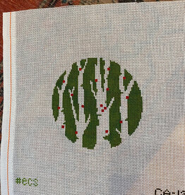 Canvas BIRCH TREES ORNAMENT CA12   4"ROUND