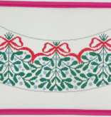 Canvas LAMPSHADE -RED BOW MISTLETOE  P&PRS2   14X16"