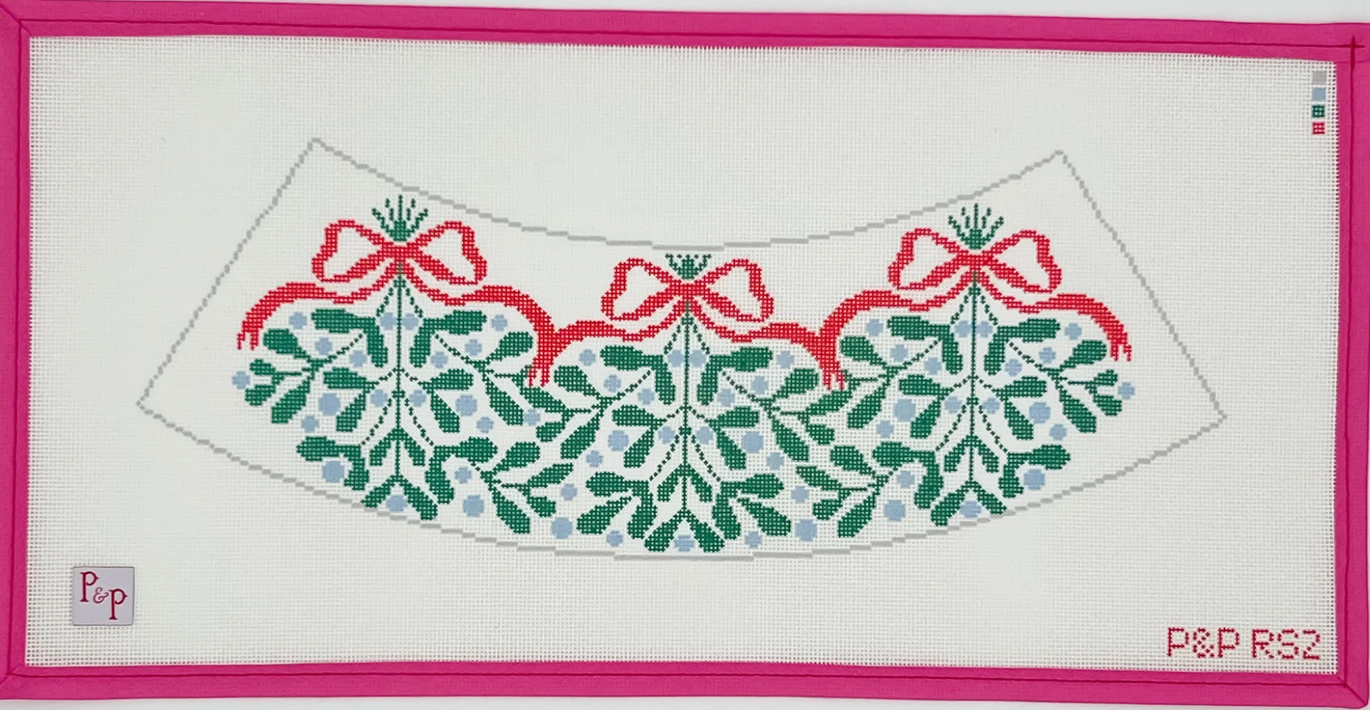 Canvas LAMPSHADE -RED BOW MISTLETOE  P&PRS2   14X16"