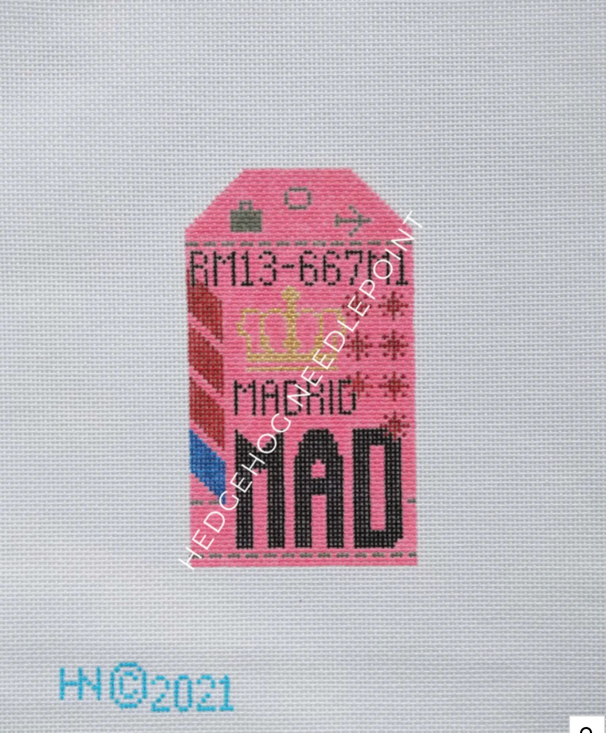 Canvas HEDGEHOG RETRO LUGGAGE TAG - MADRID  3X5"