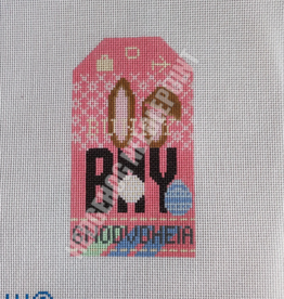 Canvas HEDGEHOG RETRO LUGGAGE TAG -EASTER BUNNY    3X5"