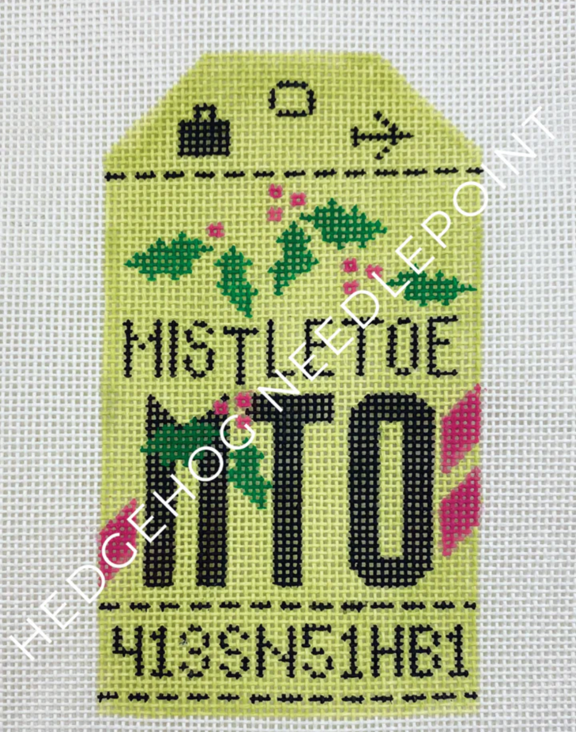 Canvas HEDGEHOG RETRO LUGGAGE TAG -MISTLETOE   3X5"