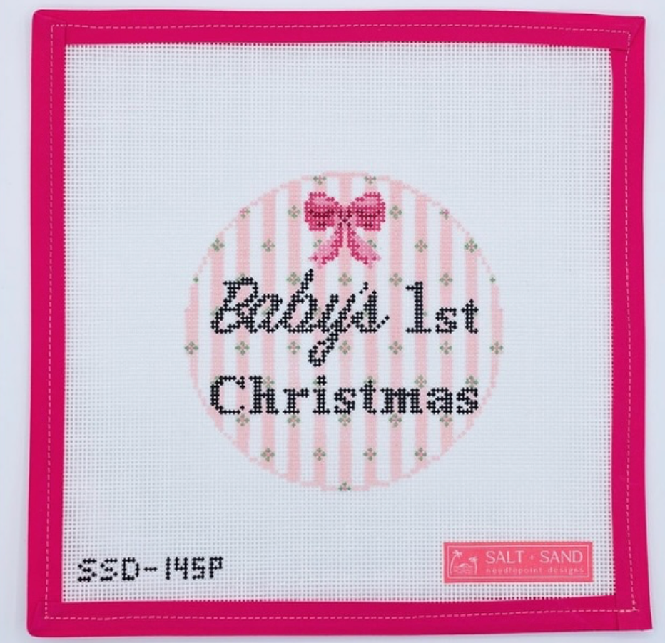 Canvas BABY'S FIRST CHRISTMAS - PINK   SSD145P   4"ROUND