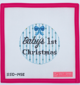 Canvas BABY'S FIRST CHRISTMAS - BLUE   SSD145B   4"ROUND