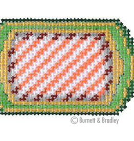 Canvas SANTA SLEIGH SET - RED AND WHITE STRIPES   BB3218  2.5X1.5"  INCLUDES SLED