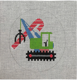 Canvas CHRISTMAS CRANE  AL074  4"ROUND