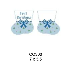 Canvas BABY BOOTIES ORNAMENT  - BOY BLUE   CO300