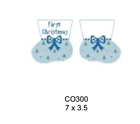 Canvas BABY BOOTIES ORNAMENT  - BOY BLUE   CO300