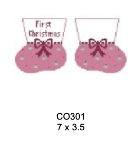 Canvas BABY BOOTIES ORNAMENT  - GIRL  PINK   CO301