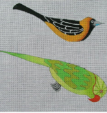 Canvas ORIOLE AND PARAKEET  ZE51  WITH RUTH SCHMUFF STITCH GUIDE