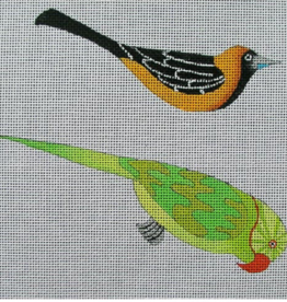 Canvas ORIOLE AND PARAKEET  ZE51  WITH RUTH SCHMUFF STITCH GUIDE