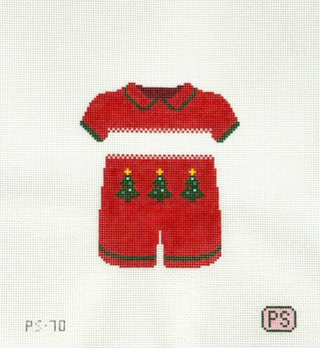 Canvas BIG BOY CHRISTMAS SMOCKED SUIT   PS70    4.44X3.83"
