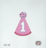 Canvas FIRST BIRTHDAY HAT - GIRL  PS40    3.8X2.7"