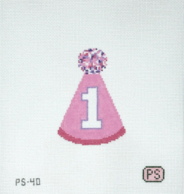 Canvas FIRST BIRTHDAY HAT - GIRL  PS40    3.8X2.7"