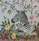 Canvas ZEBRA AND FLORAL  AN460  16X16"