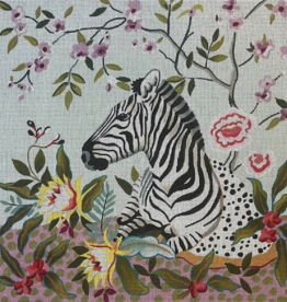 Canvas ZEBRA AND FLORAL  AN460  16X16"