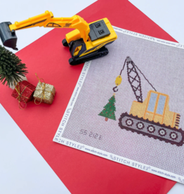 Canvas CHRISTMAS CRANE WITH A TREE   SS0212B     INCLUDES STITCH GUIDE