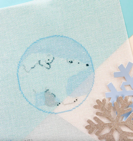 Canvas POLAR BEAR AND BABY ROUND  SS231   4"ROUND