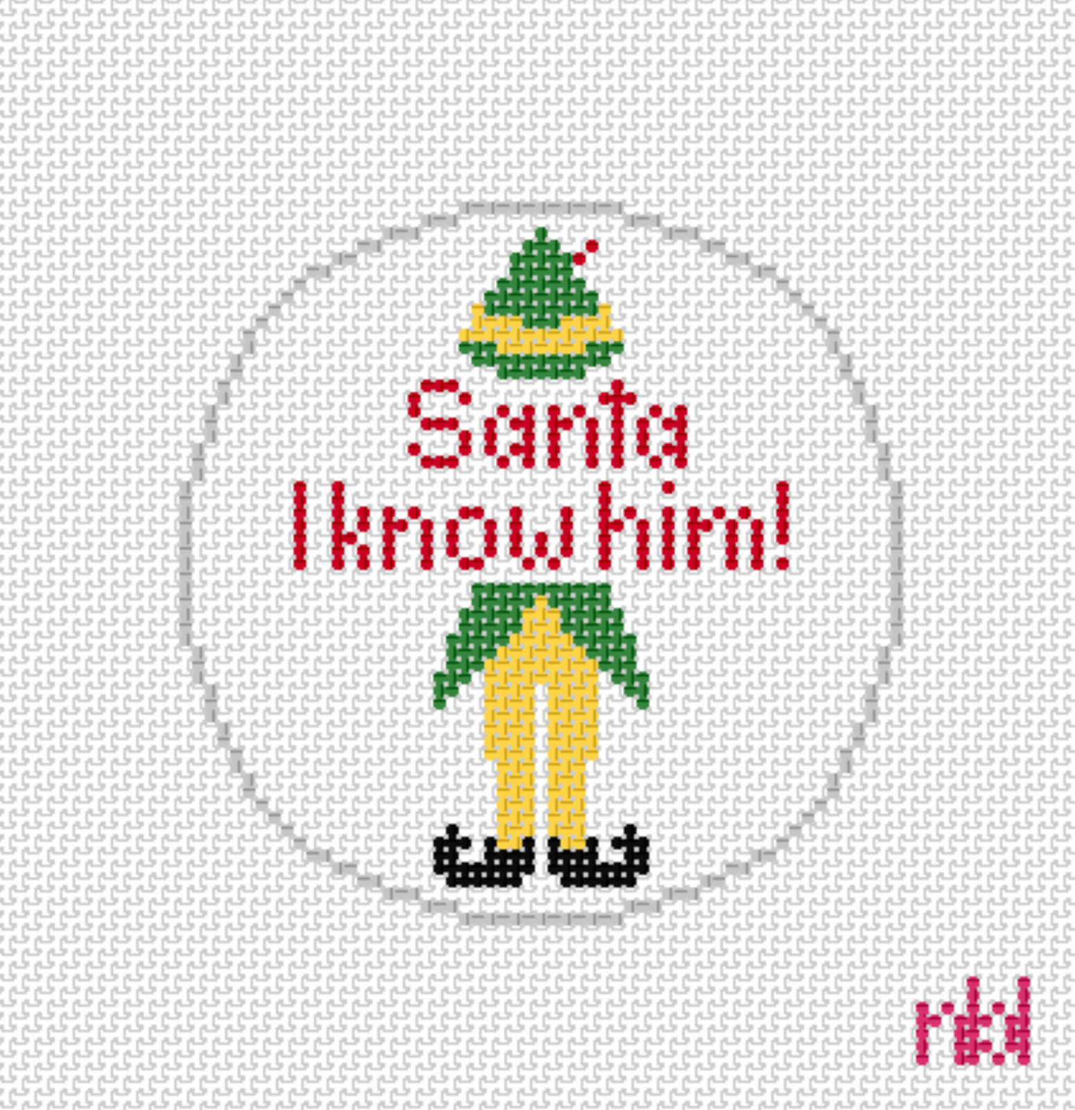 Canvas SANTA - I KNOW HIM    2046NBL    3"ROUND
