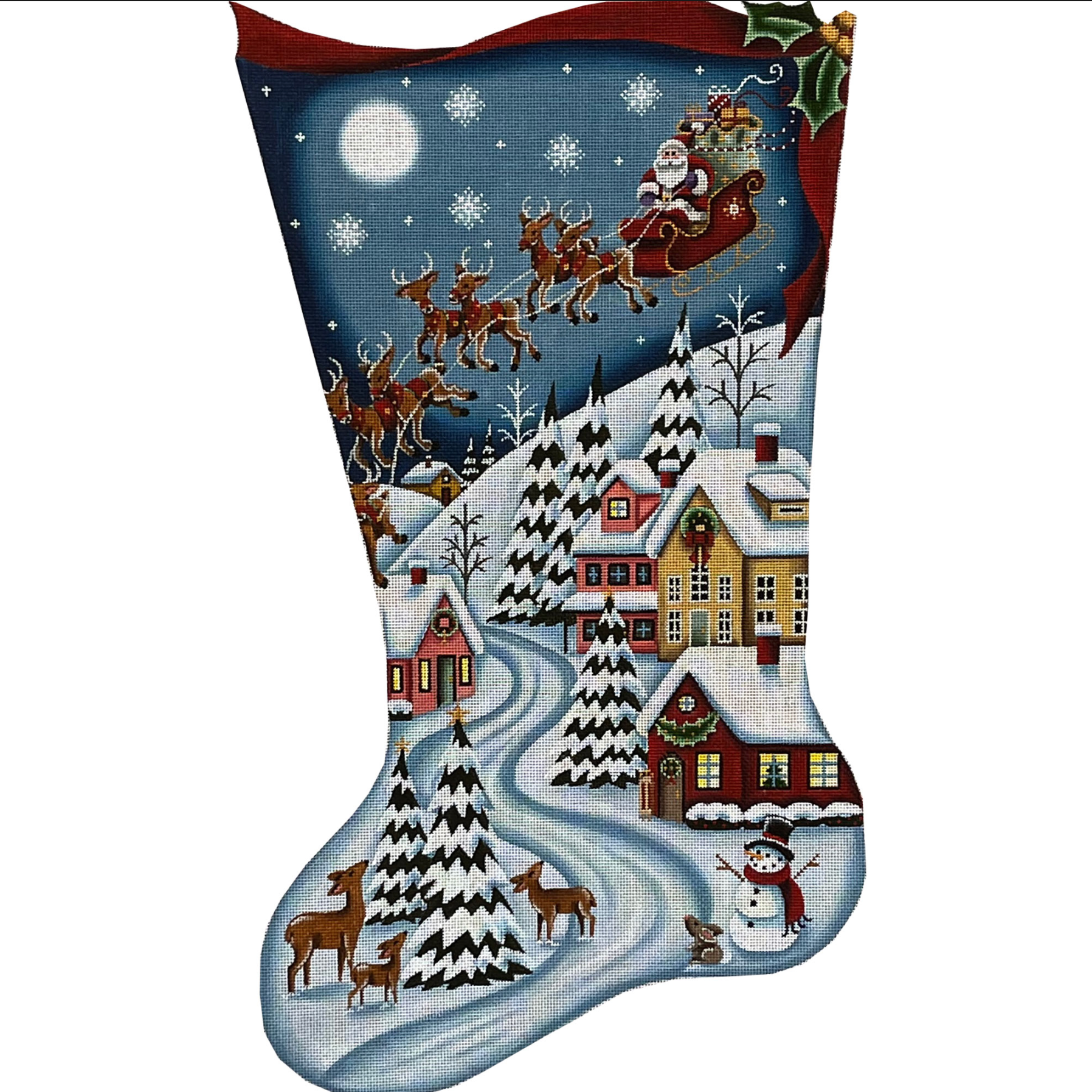 Canvas CHRISTMAS VILLAGE STOCKING  1517