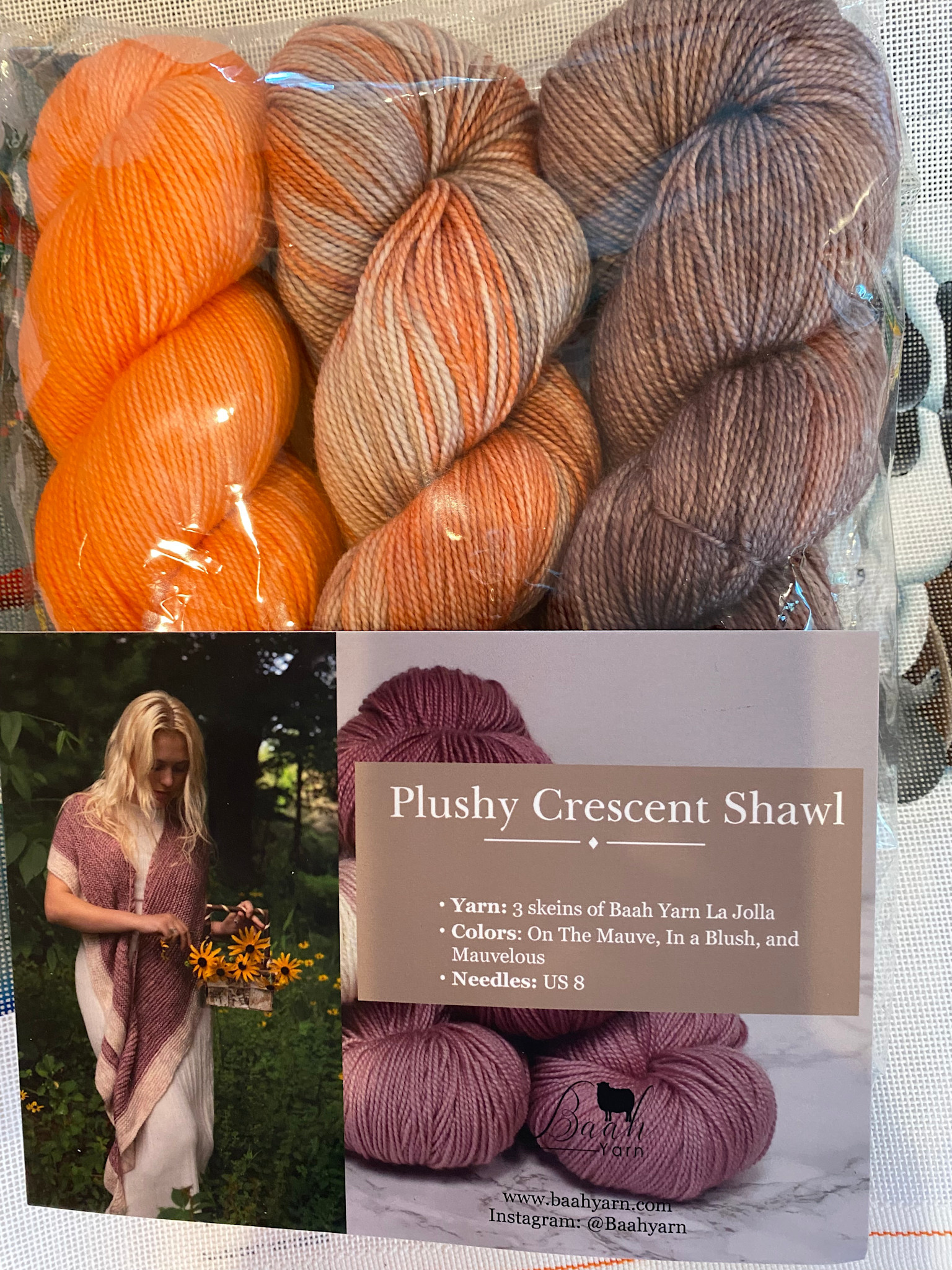 Yarn PLUSHY CRESCENT SHAWL KIT - BAAH LA JOLLA