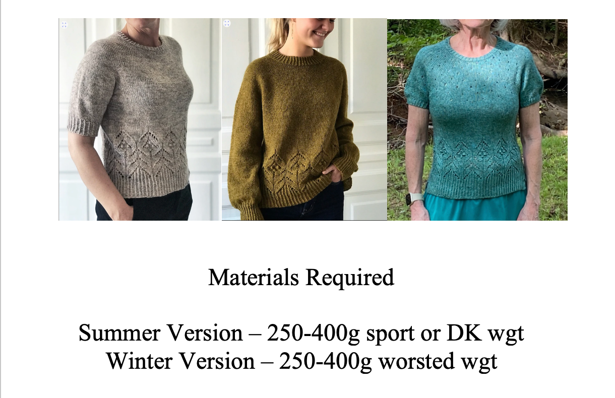 Class MAGNOLIA SUMMER SWEATER  KAL  JUNE 8, 2025