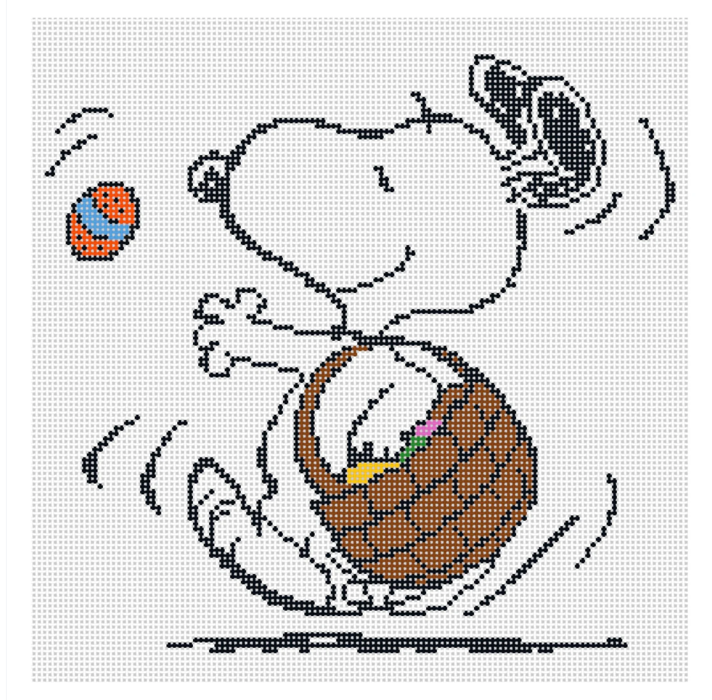 Canvas SNOOPY WITH EASTER BASKET  EAST4   7X7"