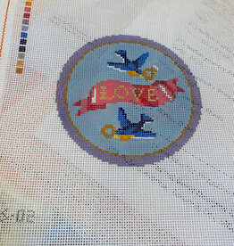 Canvas LOVE BIRDS ROUND  CS02  4" ROUND