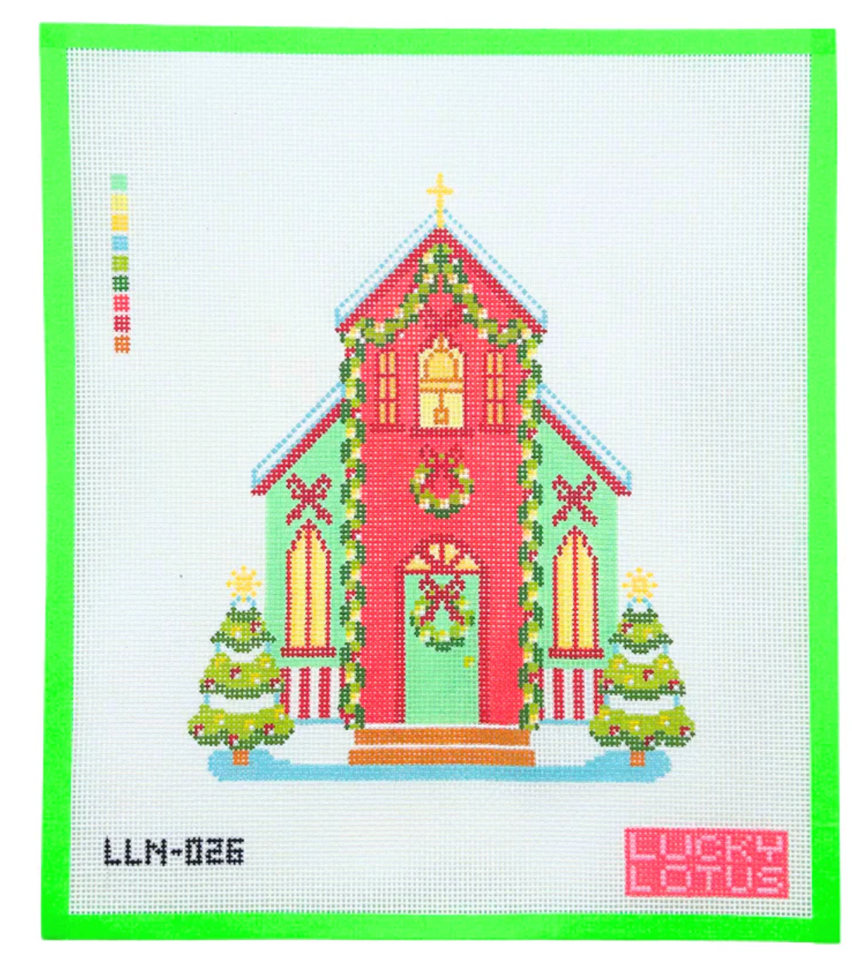Canvas CHRISTMAS VILLAGE - CHURCH  LLN026  7.8X9.3"