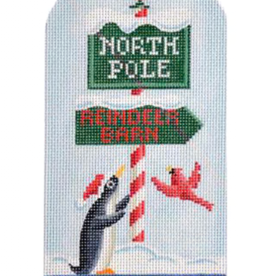 Canvas NORTH POLE SERIES - PENGUIN & SIGN    KB1211   6.5X3.5"