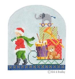 Canvas NORTH POLE SERIES - CHILD AND SLED    KB1210   4.5X4"