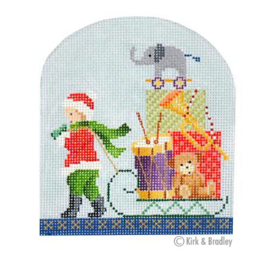 Canvas NORTH POLE SERIES - CHILD AND SLED    KB1210   4.5X4"