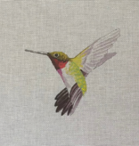 Canvas LIME GREEN  HUMMINGBIRD  AN510   5X4.75"