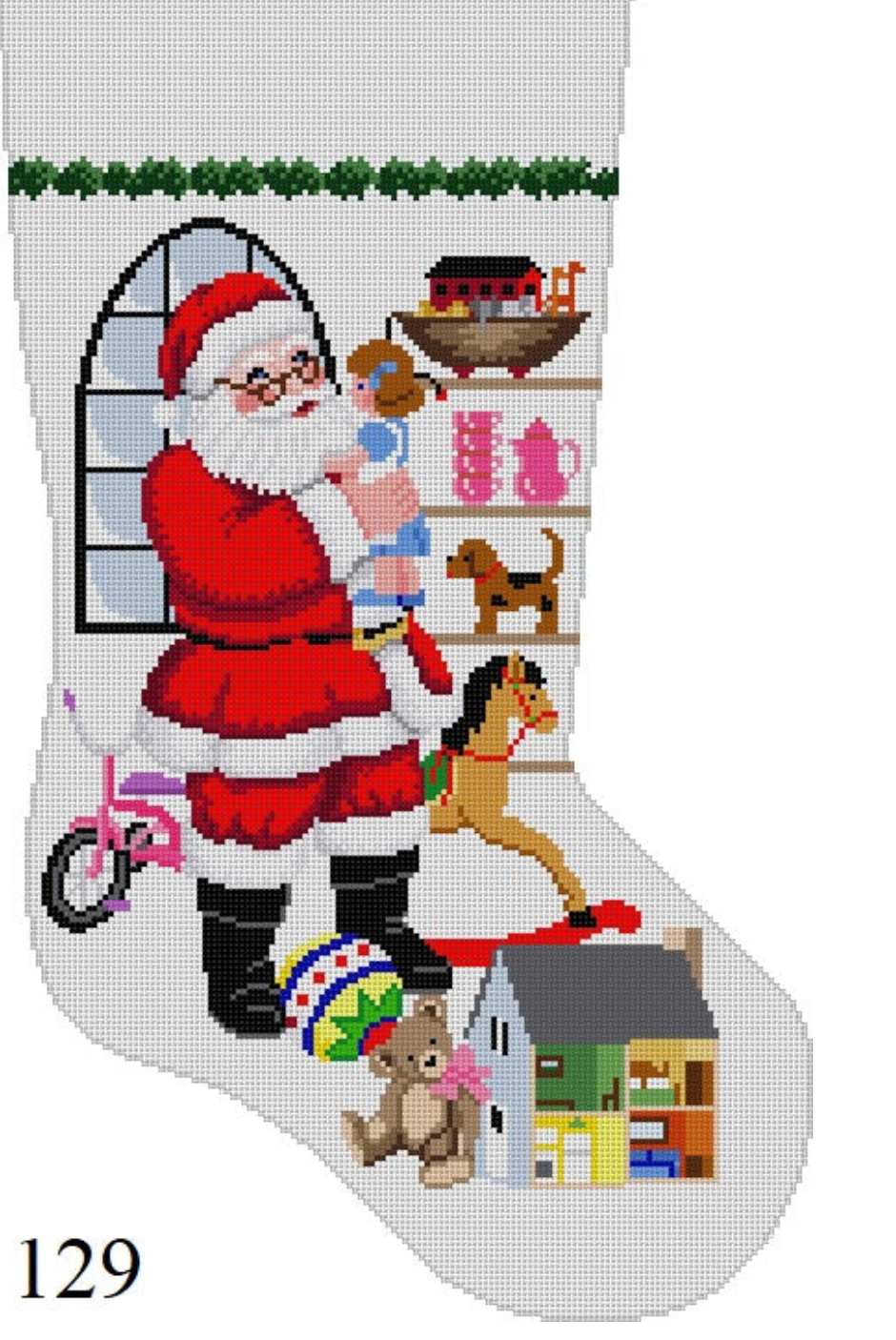 Canvas SANTA STANDING IN FRONT OF WINDOW, GIRL   129