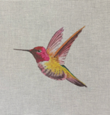 Canvas FUSCHIA/YELLOW HUMMINGBIRD  AN509  5X4.5"