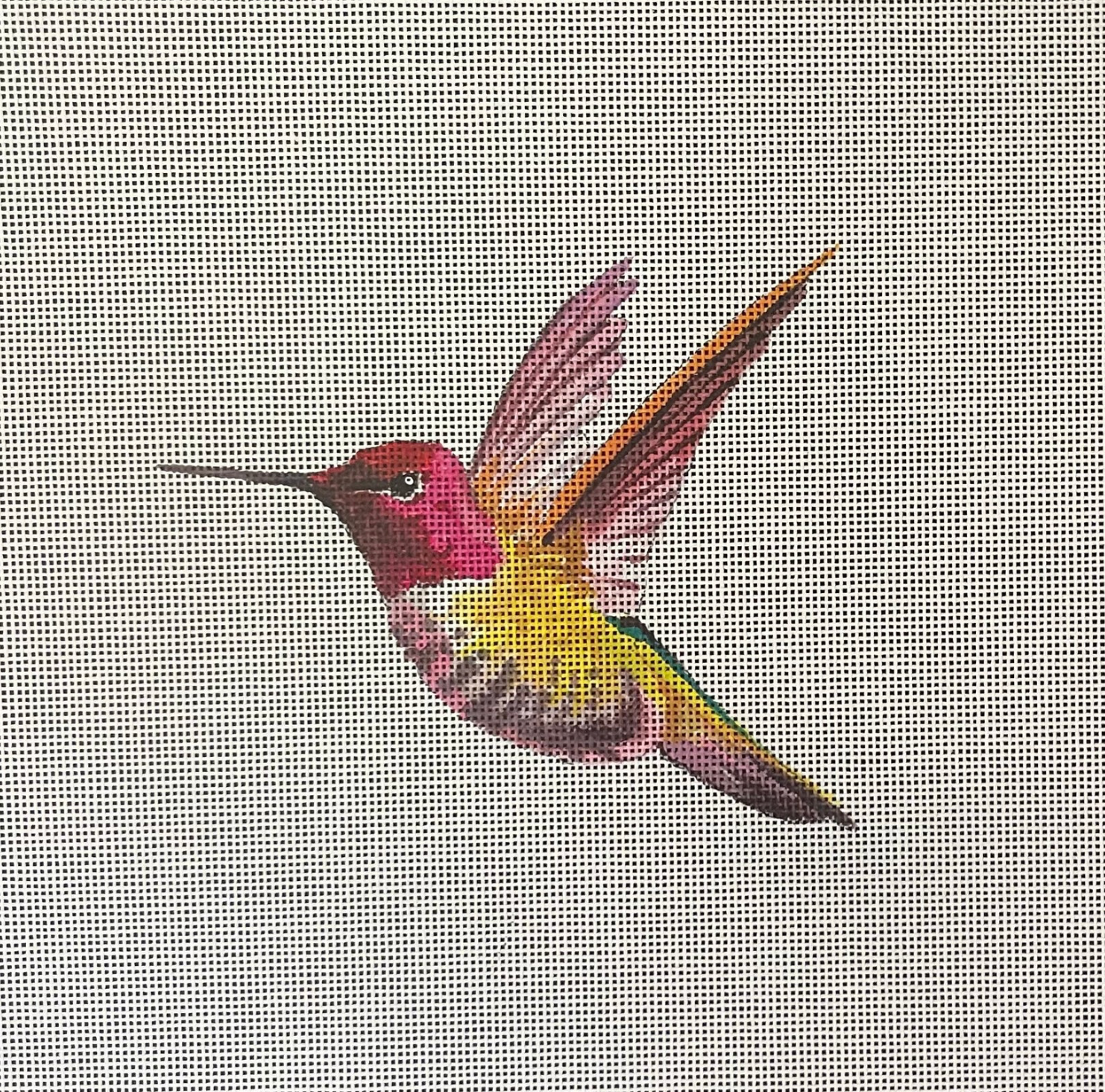 Canvas FUSCHIA/YELLOW HUMMINGBIRD  AN509  5X4.5"