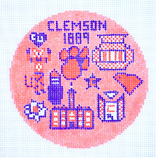 Canvas CLEMSON ICONS ROUND  4"ROUND
