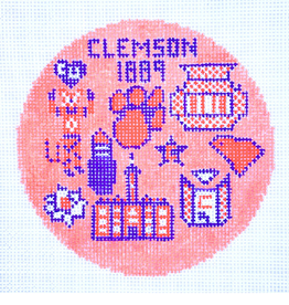 Canvas CLEMSON ICONS ROUND  4"ROUND