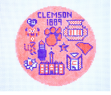 Canvas CLEMSON ICONS ROUND  4"ROUND