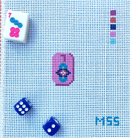 Canvas MINI MAHJONG TILES -  7 DOT  TILE