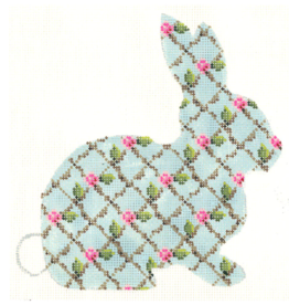Canvases AQUA HARE WITH ROSE TRELLIS PATTERN    KEA85   5.5X5.75"