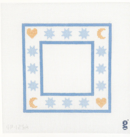 Canvas MOON AND STARS  PICTURE FRAME  GP125A    7X7"  -  BLUE