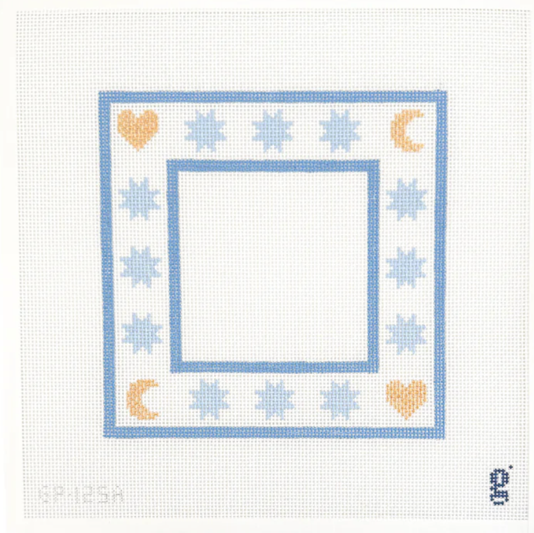 Canvas MOON AND STARS  PICTURE FRAME  GP125A    7X7"  -  BLUE